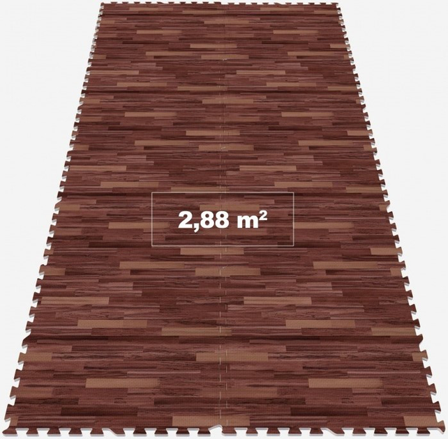 Набір захисних килимків Gorilla Sports під обладнання 60 x 60 x 1.2 см 8 штук темне дерево з малюнком (4250663101385) - зображення 5
