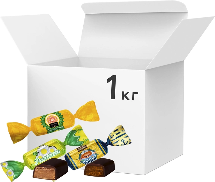 Упаковка конфет Bayan Sulu Помадное ассорти: Ромашка, Юнга, Лимонный 1 кг (2220100001293) 