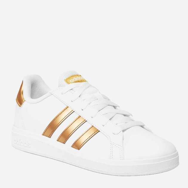 Trampki młodzieżowe dla dziewczynki adidas Originals Court 2.0 K 36.5 (4US) Biały/Złocisty (4066748258277) - obraz 2