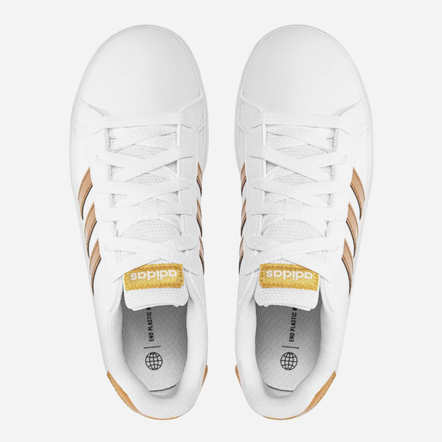 Підліткові кеди для дівчинк adidas Originals Court 2.0 K GY2578 36 (3.5US) Білий/Золотистий (4066748262007) - зображення 5