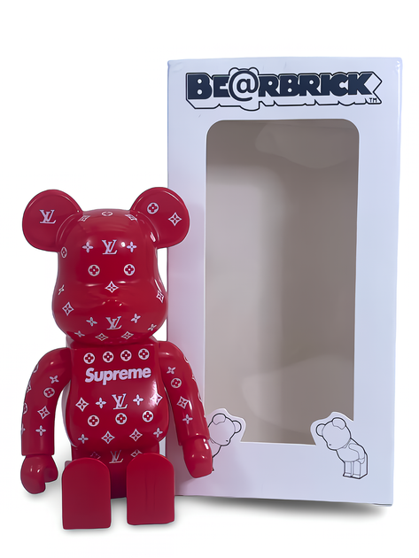 Статуэтка Bearbrick x Louis Vuitton x Supreme Red 200% 16 см Medicom Toy Известный бренд - изображение 6