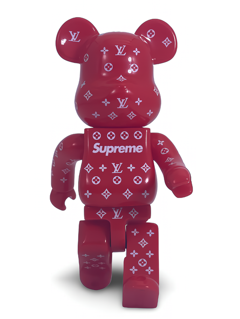 Статуэтка Bearbrick x Louis Vuitton x Supreme Red 200% 16 см Medicom Toy Известный бренд - изображение 10