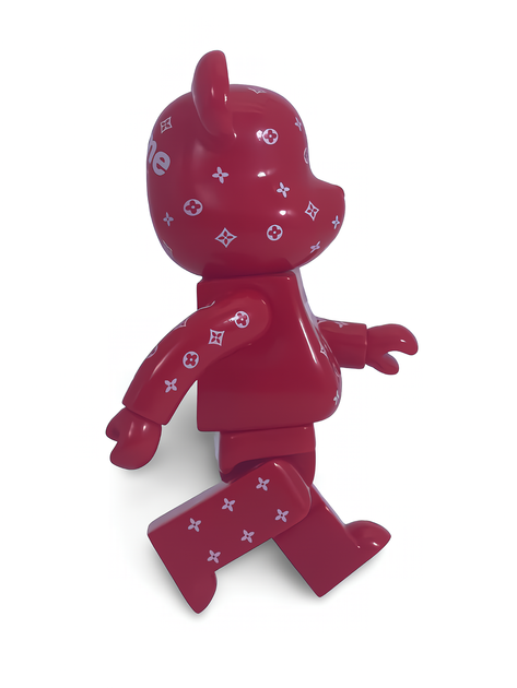 Статуэтка Bearbrick x Louis Vuitton x Supreme Red 200% 16 см Medicom Toy Известный бренд - изображение 11