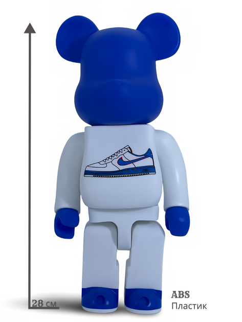 Статуетка Bearbrick x Nike Air Force 1 Blue 400% 28 см Medicom Toy Phil Knight - зображення 9