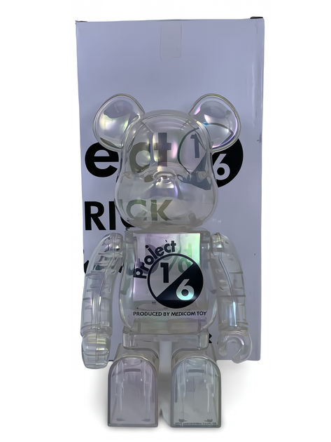 Статуетка Bearbrick x Project 1/6 x Clear Chrome White 400% 28 см Medicom Toy Голографічний - зображення 8