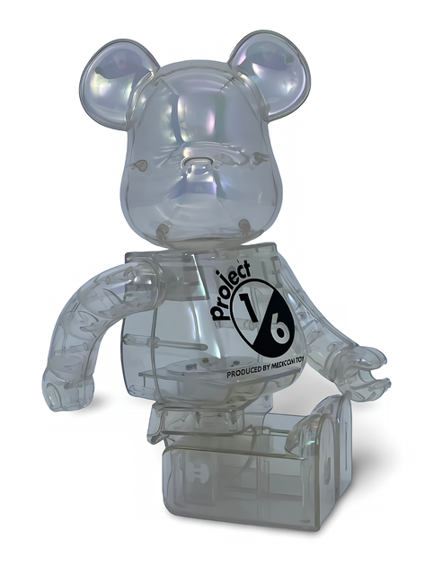 Статуетка Bearbrick x Project 1/6 x Clear Chrome White 400% 28 см Medicom Toy Голографічний - зображення 13