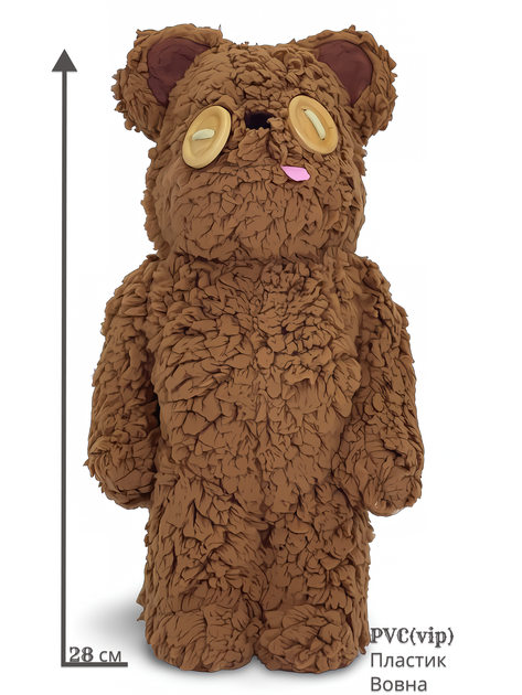 Статуетка Bearbrick x Tim from Minions 400% 28 см Medicom Toy Плюшевий ведмедик - зображення 9
