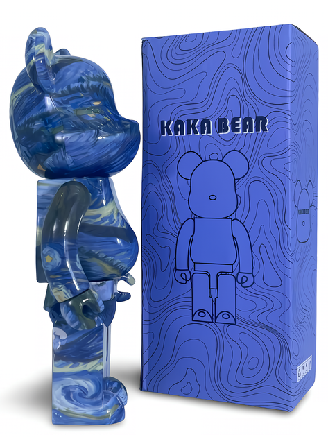 Статуетка Bearbrick x The Starry Night 400% 28 см Medicom Toy Глянцева версія - зображення 4
