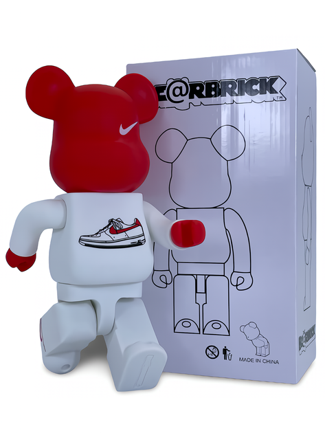 Статуетка Bearbrick x Nike Air Force 1 Red 400% 28 см Medicom Toy Phil Knight - зображення 6