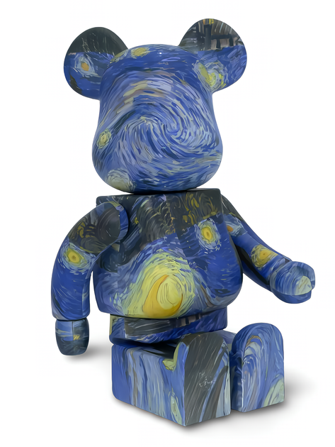 Статуетка Bearbrick x The Starry Night 400% 28 см Medicom Toy Глянцева версія - зображення 13