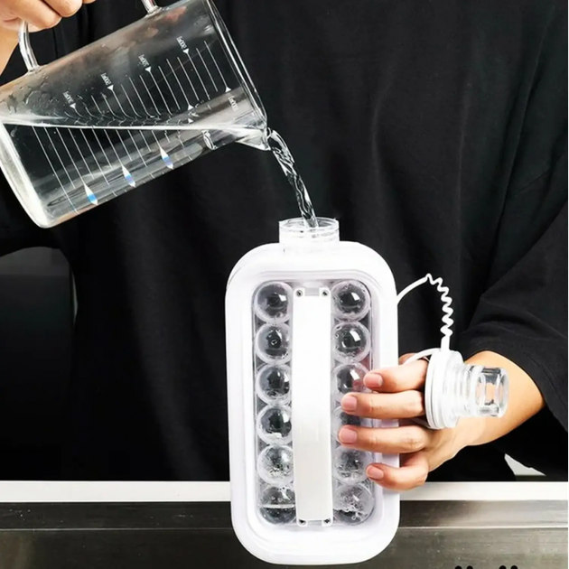 Силіконова форма для льоду на 17 кульок Переносна пляшка для льоду ICE CUBE TRAY 27.3х11.4х5.8 см Біла - зображення 6