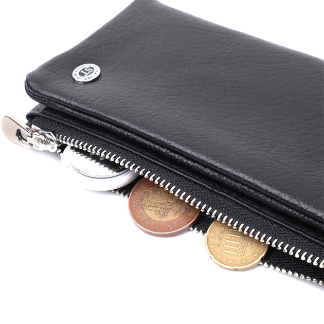 Вертикальный унисекс бумажник из мягкой натуральной кожи ST Leather большой черного цвета с магнитной застежкой (bg227fash43) - изображение 6