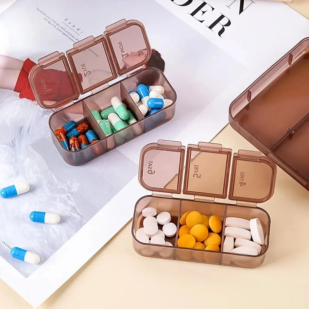 Таблетница, органайзер для таблеток на 3 съёмные секции, 7 отсеков Meds, белая - изображение 5