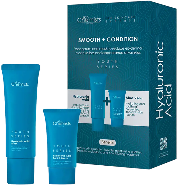 Набір для догляду за обличчям Skin Chemists Smooth & Condition Hialuronic Acid Маска з гіалуроновою кислотою 50 мл + Сироватка з гіалуроновою кислотою 30 мл (5060881927112) - зображення 1