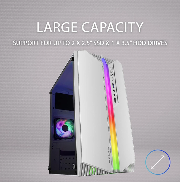 Корпус игрового компьютера Mars Gaming MC-S1 Белый - изображение 4