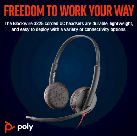 Дротова гарнітура Poly BlackWire C3225 USB-C HS Stereo 3.5mm Plug + USB-C/A Adapter Black (8X229A6) - зображення 2