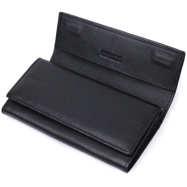 Функциональный женский кошелек с двумя клапанами из натуральной кожи ST Leather 22696 Черный - Фото 8 Функциональный женский кошелек с двумя клапанами из натуральной кожи ST Leather 22696 Черный - изображение 8
