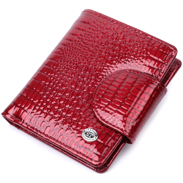Лакированный кошелек для женщин среднего размера ST Leather 22685 Красный - Фото 1 Лакированный кошелек для женщин среднего размера ST Leather 22685 Красный - изображение 1