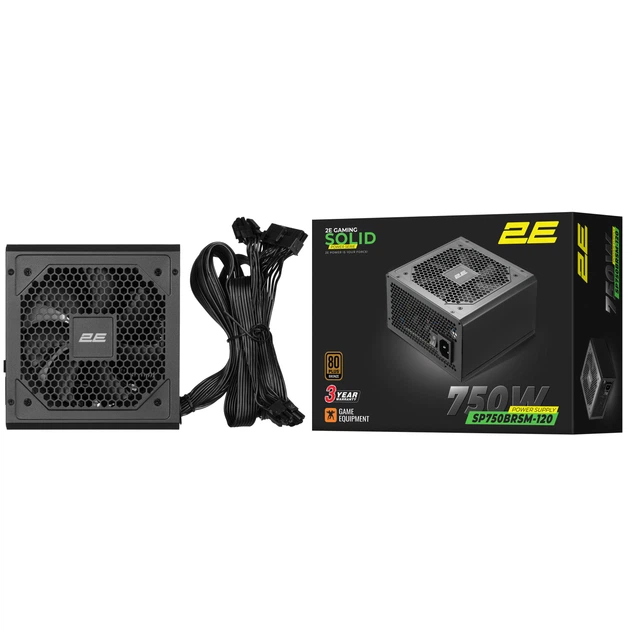 Блок живлення 2E Gaming Solid Power (750W), >85%, 80+ Bronze, 120мм, 1xMB 24pin(20+4), 2xCPU 8pin(4+4), 3xMolex, 6xSATA, 4xPCIe 8pin(6+2), Semi Modular (2E-SP750BRSM-120) - зображення 7