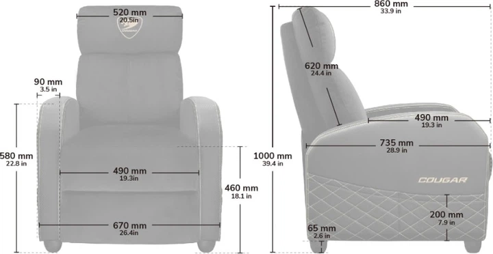 Fotel-sofa Cougar RANGER ELITE GOLD (4710483777240) - obraz 12