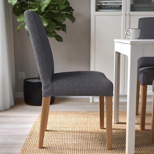Стілець IKEA BERGMUND дуб / Gunnared середньо-сірий (393.845.68) - Фото 2 Стілець IKEA BERGMUND дуб / Gunnared середньо-сірий (393.845.68) - изображение 2