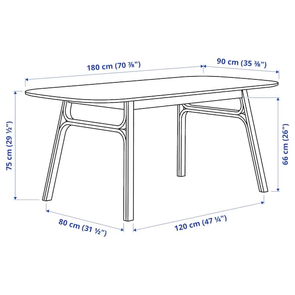 Стіл IKEA VOXLOV 180 х 90 см бамбук (404.343.22) - зображення 6