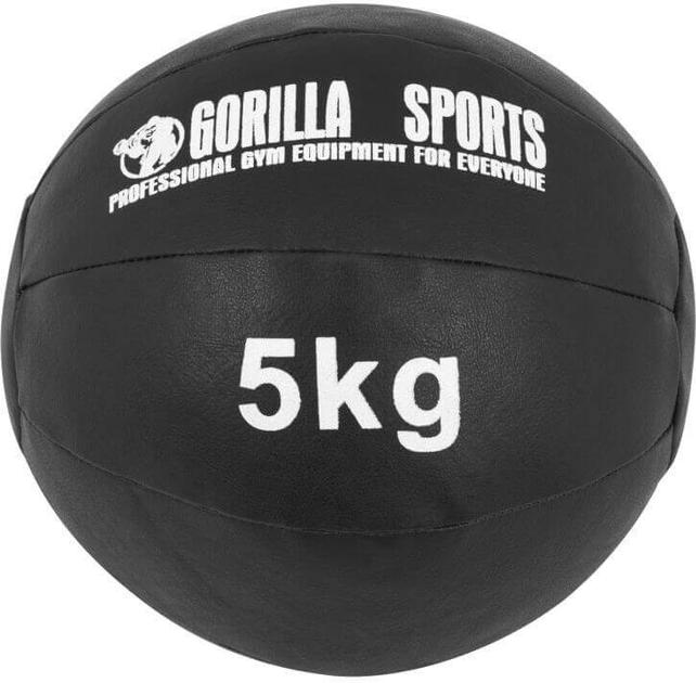 Piłka Gorilla Sports lekarska ze skóry syntetycznej 5 kg Czarna (4260438731785) - obraz 1