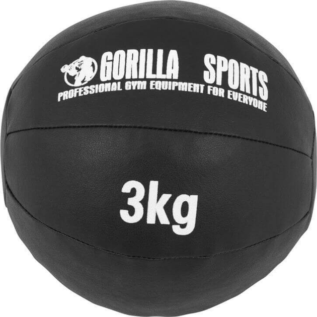 Piłka Gorilla Sports lekarska ze skóry syntetycznej 3 kg Czarna (4260438731761) - obraz 1