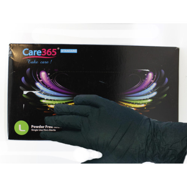 Нітрилові рукавички, розмір L. Care 365, Чорні - изображение 1