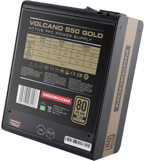 Блок питания Modecom Volcano 850W 80 Plus Gold (ZAS-MC92-SM-850-ATX-VOLCA) - изображение 5