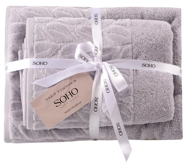 Набор полотенец SOHO Leaves Light Gray 2 шт 50х90+70х140 (50*90+70*140 Leaves Light Gr) - изображение 2
