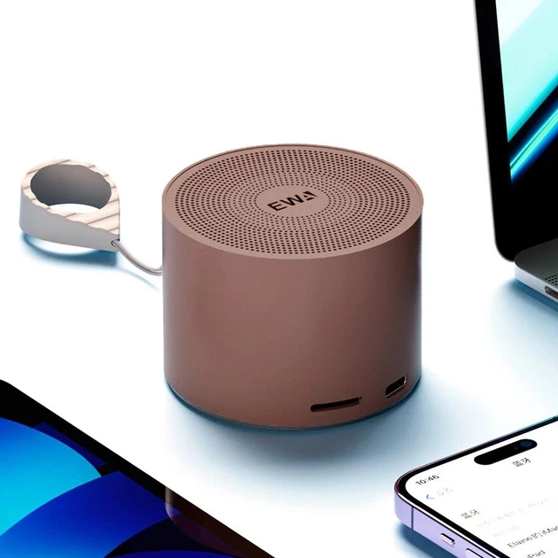 Портативная беспроводная Bluetooth 5.0 колонка EWA A129 с ремешком для переноски Brown - изображение 4