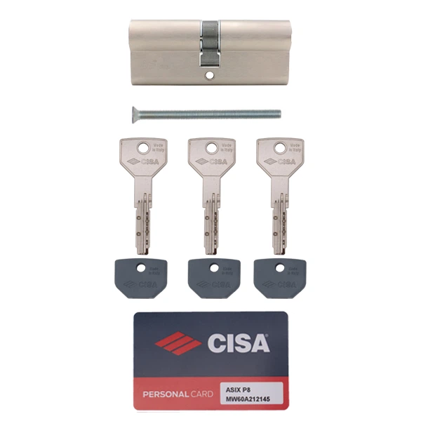 Циліндр CISA ASIX P8 100 (40*60) нікель матовий 3 ключі - зображення 5