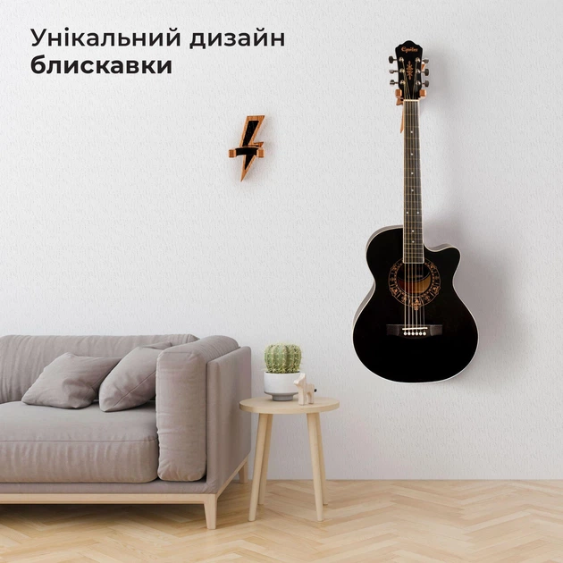 Кріплення для гітари на стіну Блискавка Teslyar дерев'яний тримач Світло-коричневий (AG0007) - зображення 10