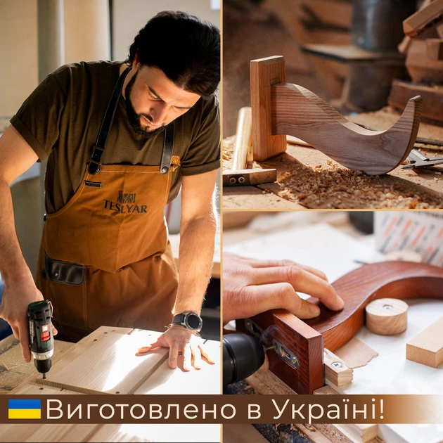 Настенный держатель крючки для сап борда Teslyar деревянный Коричневый (AS0004) - изображение 10