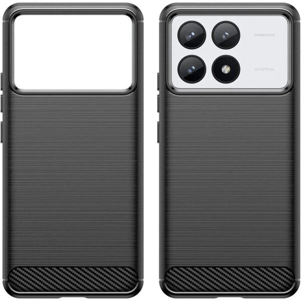 Силиконовый (TPU) чехол UniCase Carbon для Xiaomi Poco F6 Pro - Black - изображение 2