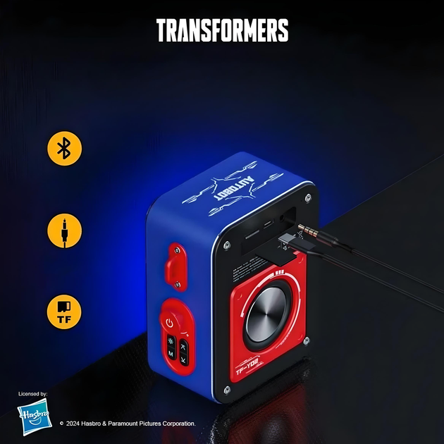 Портативная Bluetooth колонка Transformers TF-Y02 Optimus Prime с басами, RGB-подсветкой, 1800 mAh, синяя - изображение 5