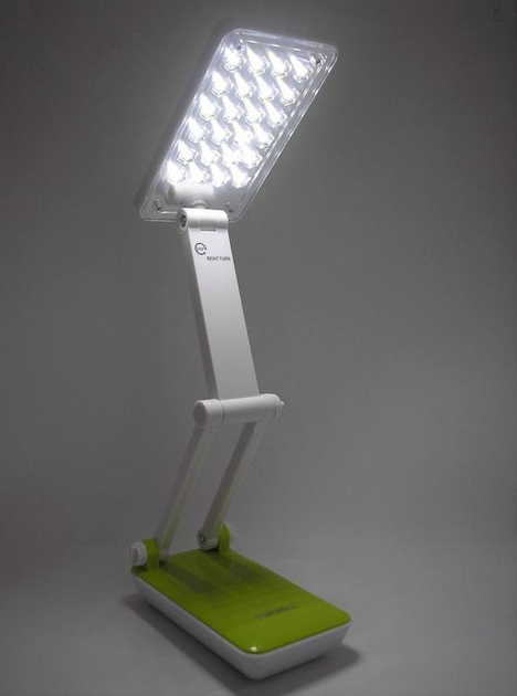 Led лампа настольная с аккумулятором складная высота 27см, 20 светодиодов 2 режима свечения, салатовый - изображение 2