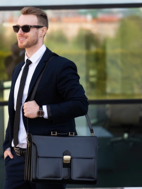 Сумка-портфель чоловіча з натуральної шкіри Paolo Peruzzi N02-BL Чорна (5903754432446) - зображення 3