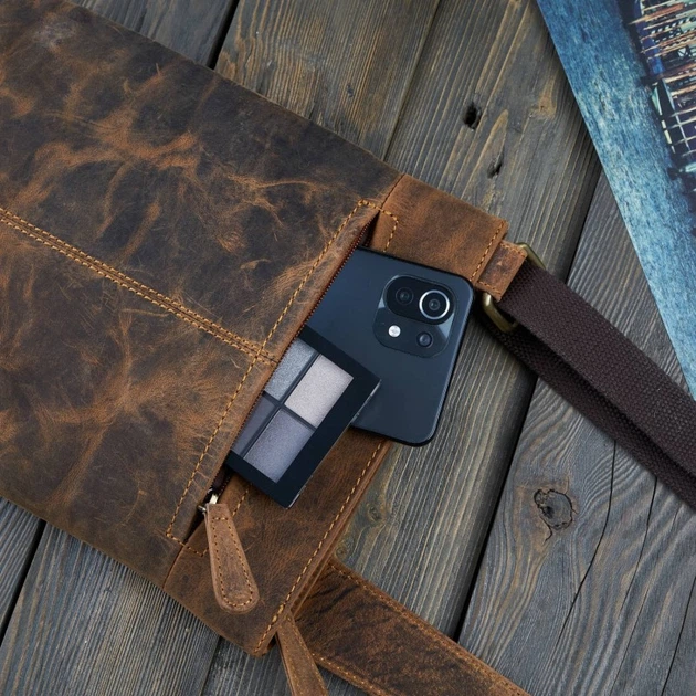 Torebka listonoszka damska ze skóry naturalnej Paolo Peruzzi T-60-HBR Brązowa (5904365077972) - obraz 4