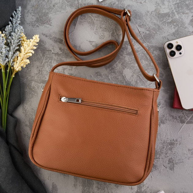 Torebka crossbody	damska ze skóry naturalnej Paolo Peruzzi Z-52-CG Jasnobrązowa (5905567202742) - obraz 2