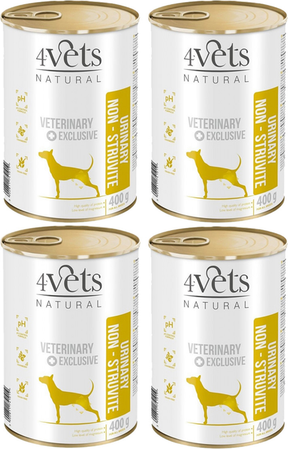 Упаковка вологого корму для собак 4vets Natural - Urinary Non Struvite Dog 400 г x 4 шт (5902811741019/4) - зображення 2