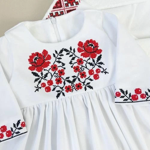Крестильный набор для девочки Family Tradition с вышивкой махра интерлок белый Два цвета - Фото 4 Крестильный набор для девочки Family Tradition с вышивкой махра интерлок белый Два цвета - изображение 4