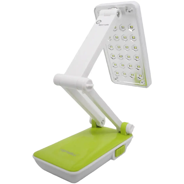 Лампа аккумуляторная led настольная складная 27см, 20 светодиодов 2 режима яркости, салатовая - изображение 3