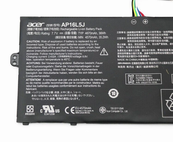 Батарея для ноутбука Acer Swift 5 SF514-52T SF514-53T Spin 1 SP111-32N (AP16L5J 7.7V 36Wh) - изображение 3