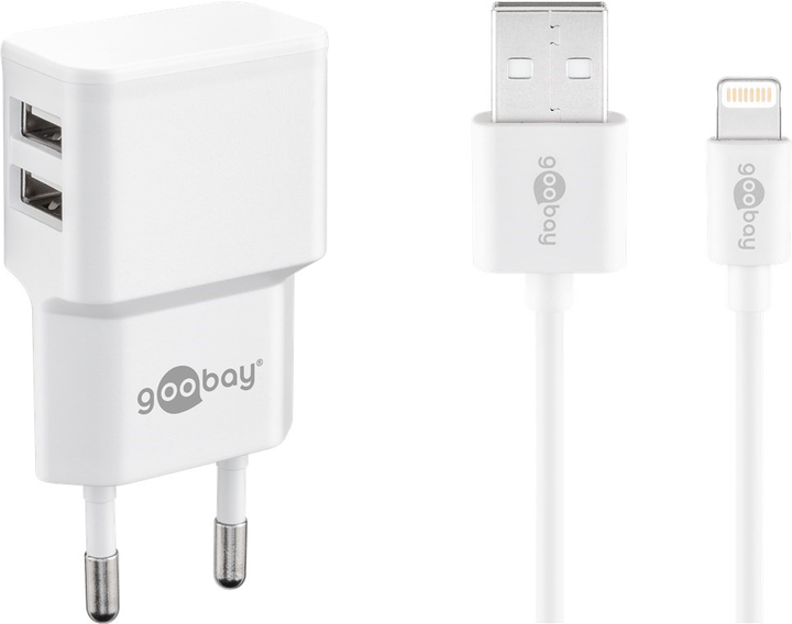 Зарядний пристрій Goobay Apple Lightning Dual Charger Set 12 W (4040849449796) - зображення 1