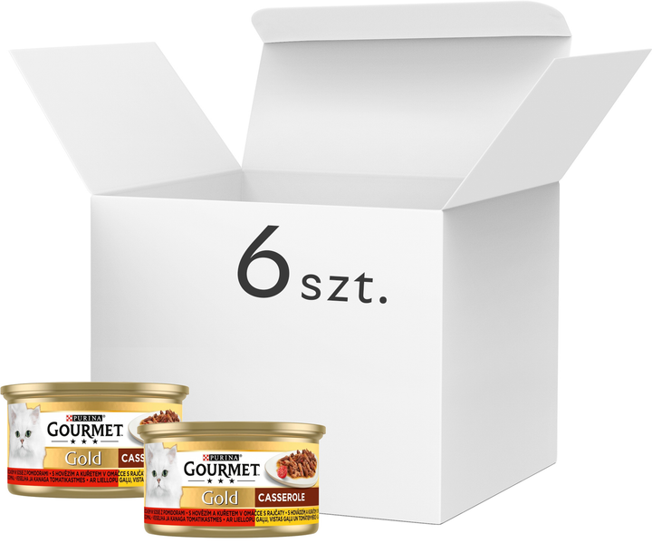 Вологий корм для котів Purina Gourmet Gold Яловичина з куркою в томатному соусі 6 шт по 85 г (7613032984304/6) - зображення 1