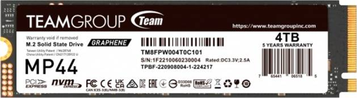 SSD диск Team Group MP44 4 TB M.2 2280 NVMe PCIe 4.0 x4 (4711430800110) - изображение 1