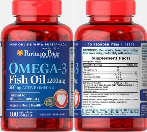 Омега 3 Puritan's Pride Triple Strength Omega 3 Fish Oil 1400 mg 60 капс - зображення 2
