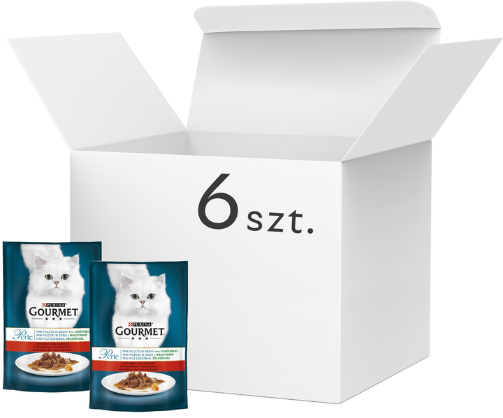 Mokra karma dla kotów Purina Gourmet Perle Wolowina z marchewka 6 szt. po 85 g (7613032867812/6) - obraz 1